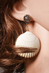 Boho Earrings, Dangle Earrings, Diamond White Shell - Wild Rose Boho