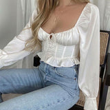 Boho Blouse, Vintage Crop Top, Smocked Blouse, Mary in White and Black - Wild Rose Boho