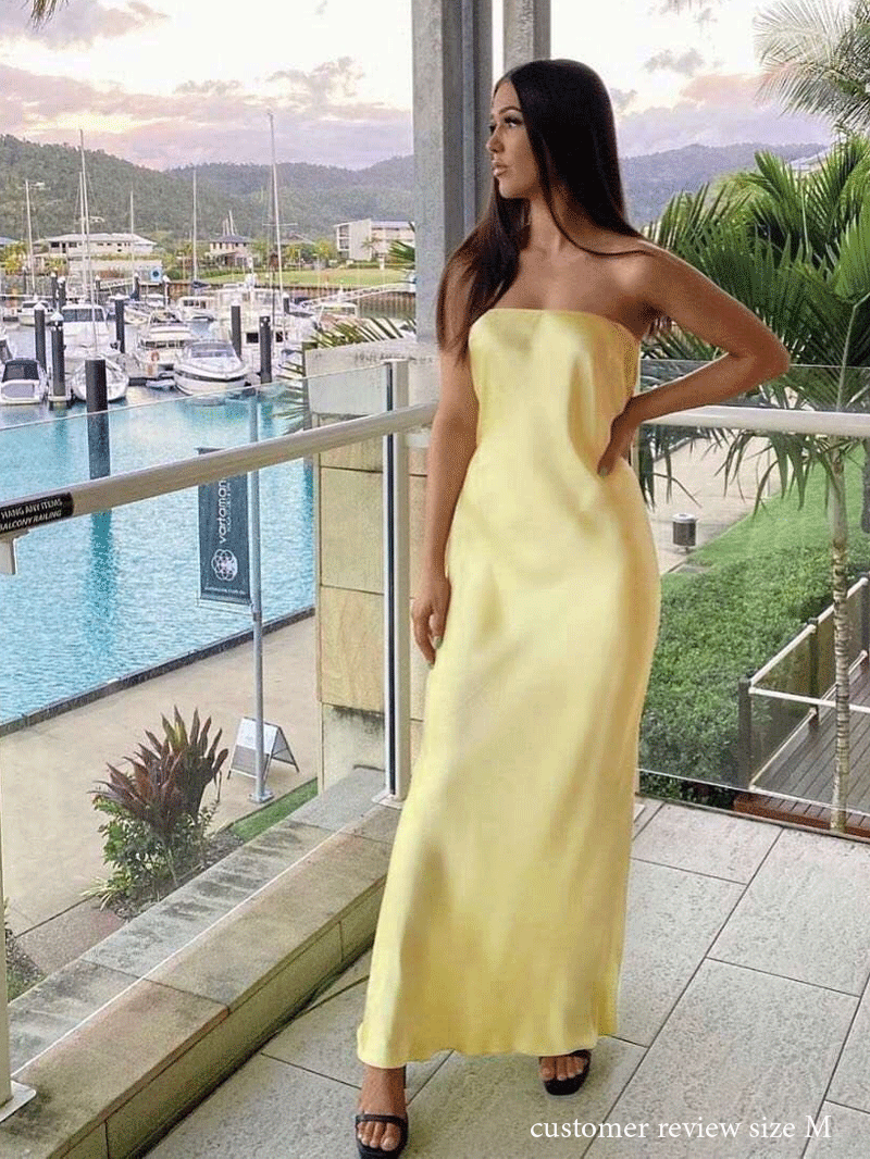 Boho Satin Party Dress, Halter Maxi Backless Dress, Adeline in Pink and Yellow