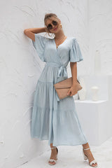 Maxi Dress, Boho Dress, Sundress, Kiara in Sky Blue - Wild Rose Boho