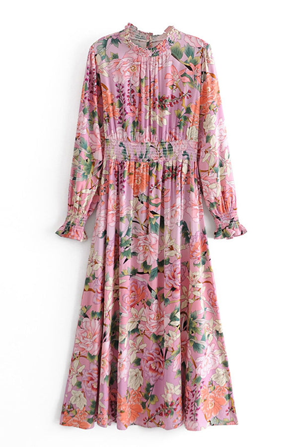 Maxi Dress, Boho Dress, Pink Rose - Wild Rose Boho