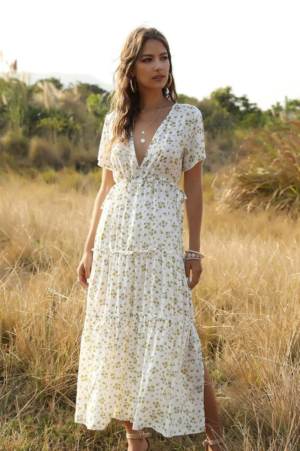 Maxi Dress, Boho Dress, Sundress, Serenity in White - Wild Rose Boho