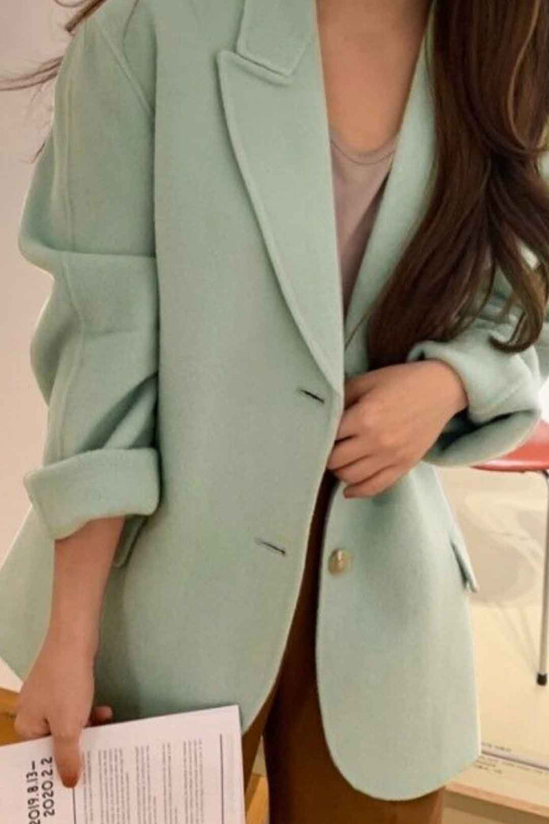 Boho Winter Coat, Wool Mix Jacket Fresh Mint