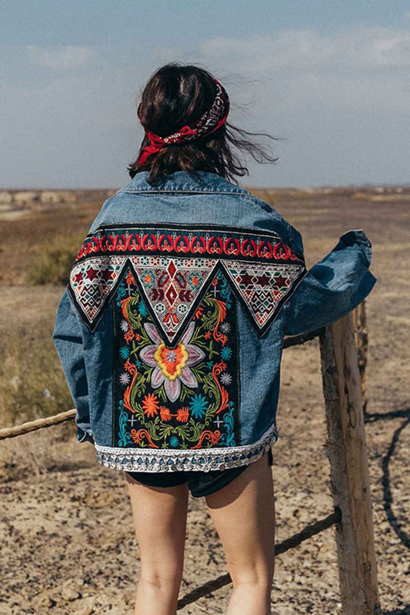 Boho Jacket, Denim Jacket for Women, Floral Embroidery Jacket Sparrow –  Wild Rose Boho