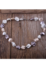 Boho Necklace, RH Big Pearl Shell White Pink Necklaces - Wild Rose Boho