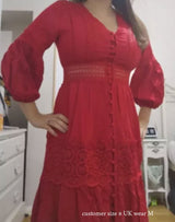 Boho Maxi Dress, Red Cloud