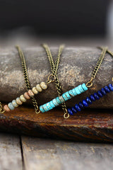 Boho Necklace, Choker Necklace, Blue Jasper, Lapis and Lazuli Coin - Wild Rose Boho