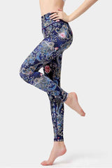 Yoga Legging, Yoga Pants, Boho Legging, Tight with Pocket Forrest in Vintage Flower