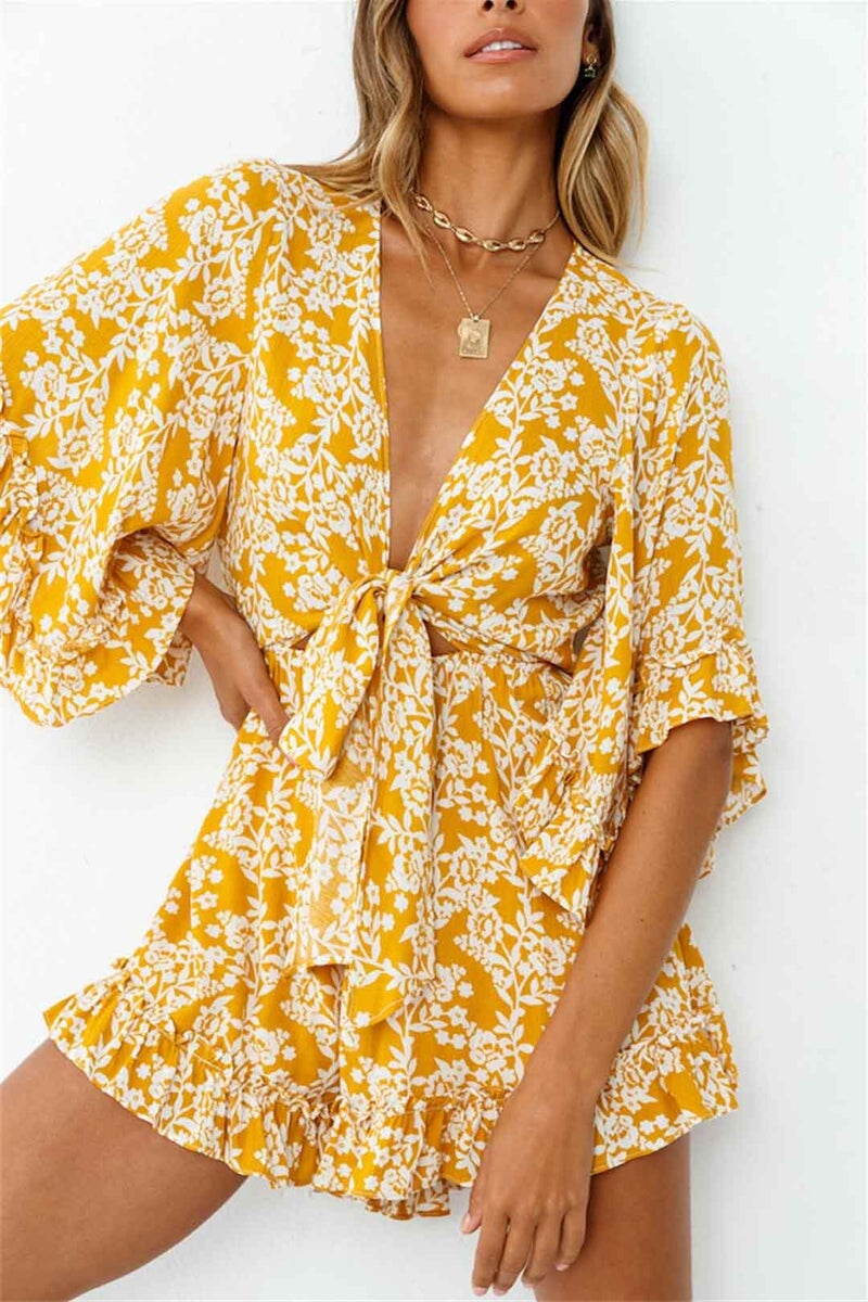 Boho Jumpsuit, Boho Romper, Playsuit, Florence in Yellow