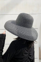 Boho Hat, Beach Hat, Wide Brim Vinatge Hat Leah Black Grey Silver - Wild Rose Boho