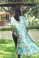 Boho Robe, Kimono Robe, Green Flamingo - Wild Rose Boho