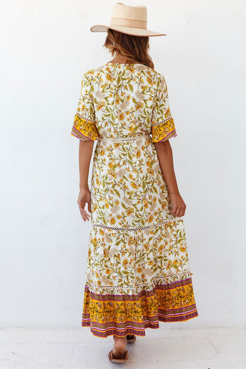 Boho Maxi Dress, Sundress, Yellow Cassia