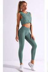 Yoga Set, Yoga Legging, Printed Workout Set Top and Legging, Kaylee in Green