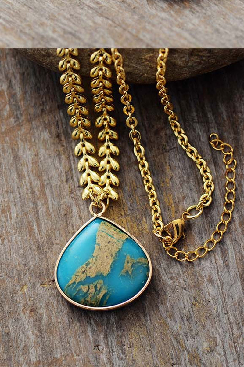 Boho Necklace, Jasper and Gold Chain
