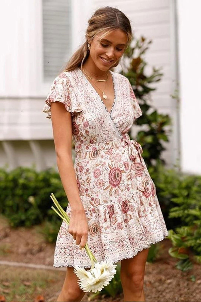 short gypsy dress Short Dress with Ruff AZURA SHORT GYPSY DRESS