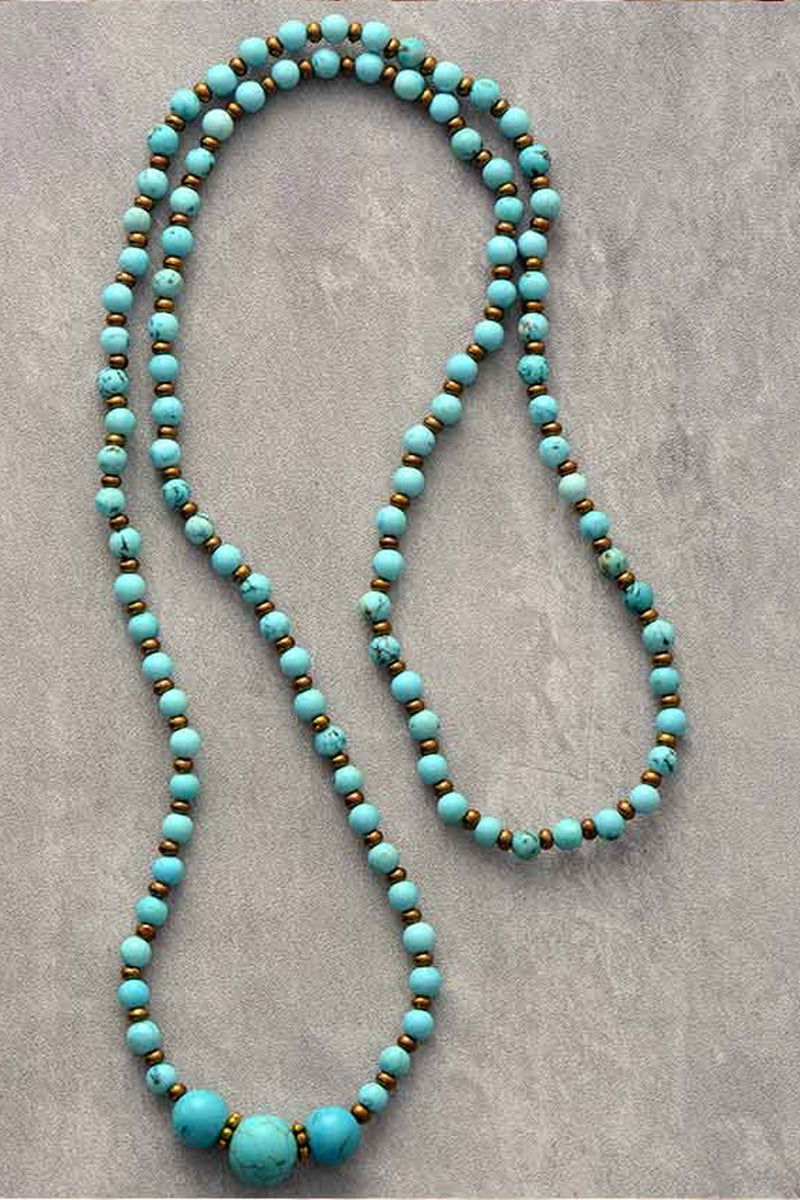 Boho Necklace, Mala Stone Beads Turquoise
