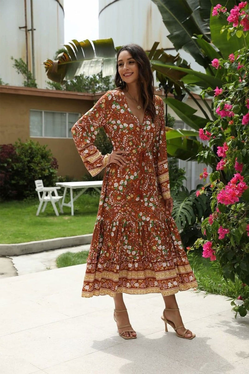 Boho Maxi Dress, Gown, Amie in Bown as pic brown / S Boho Maxi Dress, Gown, Amie in Bown as pic brown / S