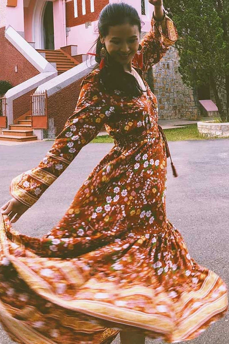 Boho Maxi Dress, Gown, Amie in Bown Boho Maxi Dress, Gown, Amie in Bown
