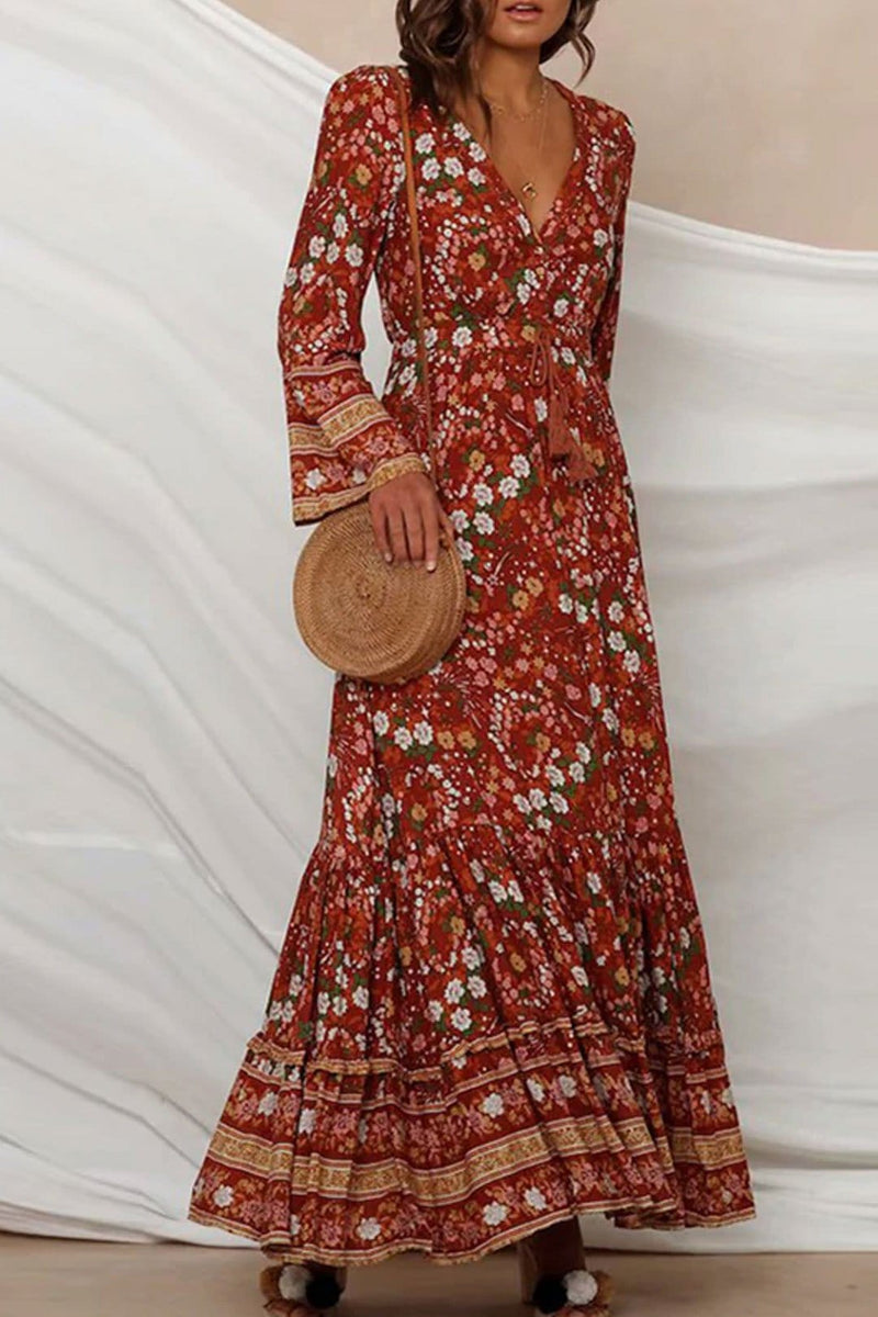 Boho Maxi Dress, Gown, Amie in Bown as pic brown / S