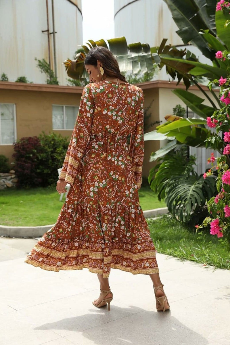 Boho Maxi Dress, Gown, Amie in Bown Wild Rose Boho Boho Maxi Dress, Gown, Amie in Bown Wild Rose Boho
