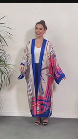 Boho Robe, Kimono Robe, Silk robe, Beach Cover up, Leaf Luxe