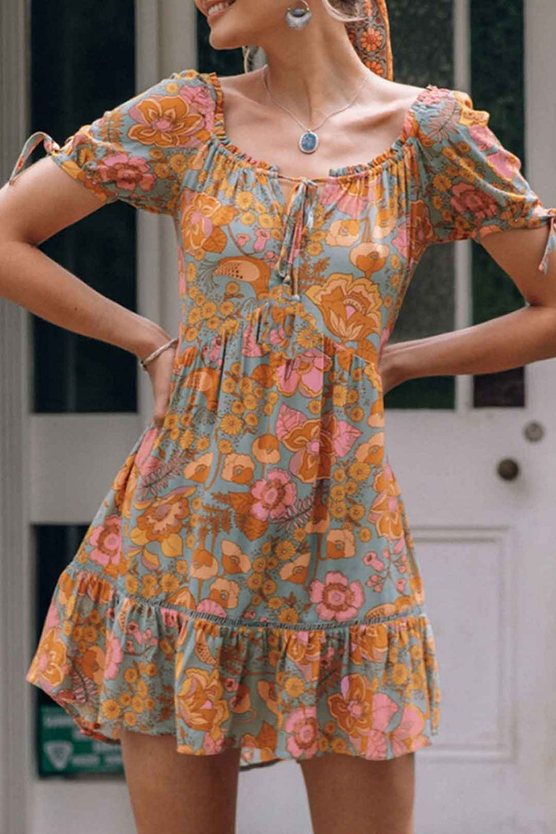 Boho Mini Dress Sundress, De Rosa Vintage Orange