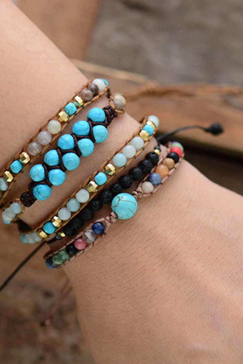 Boho Bracelet, Friendship Bracelet, Blue Turquoiser - Wild Rose Boho