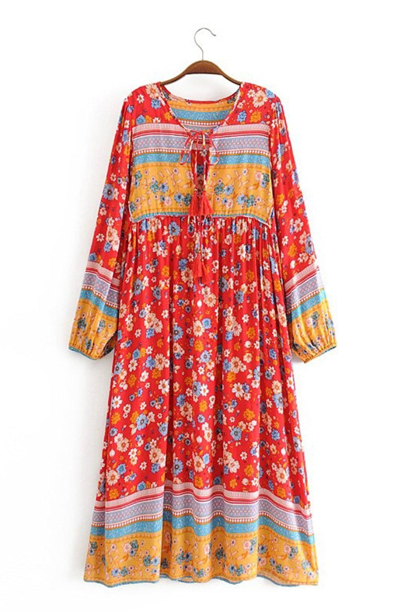 Boho Dress, Gown, Daisy Mind in Red - Wild Rose Boho