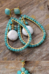 Boho Earrings, Dangle Earrings, Pearl Blue Amazonite, Live Different