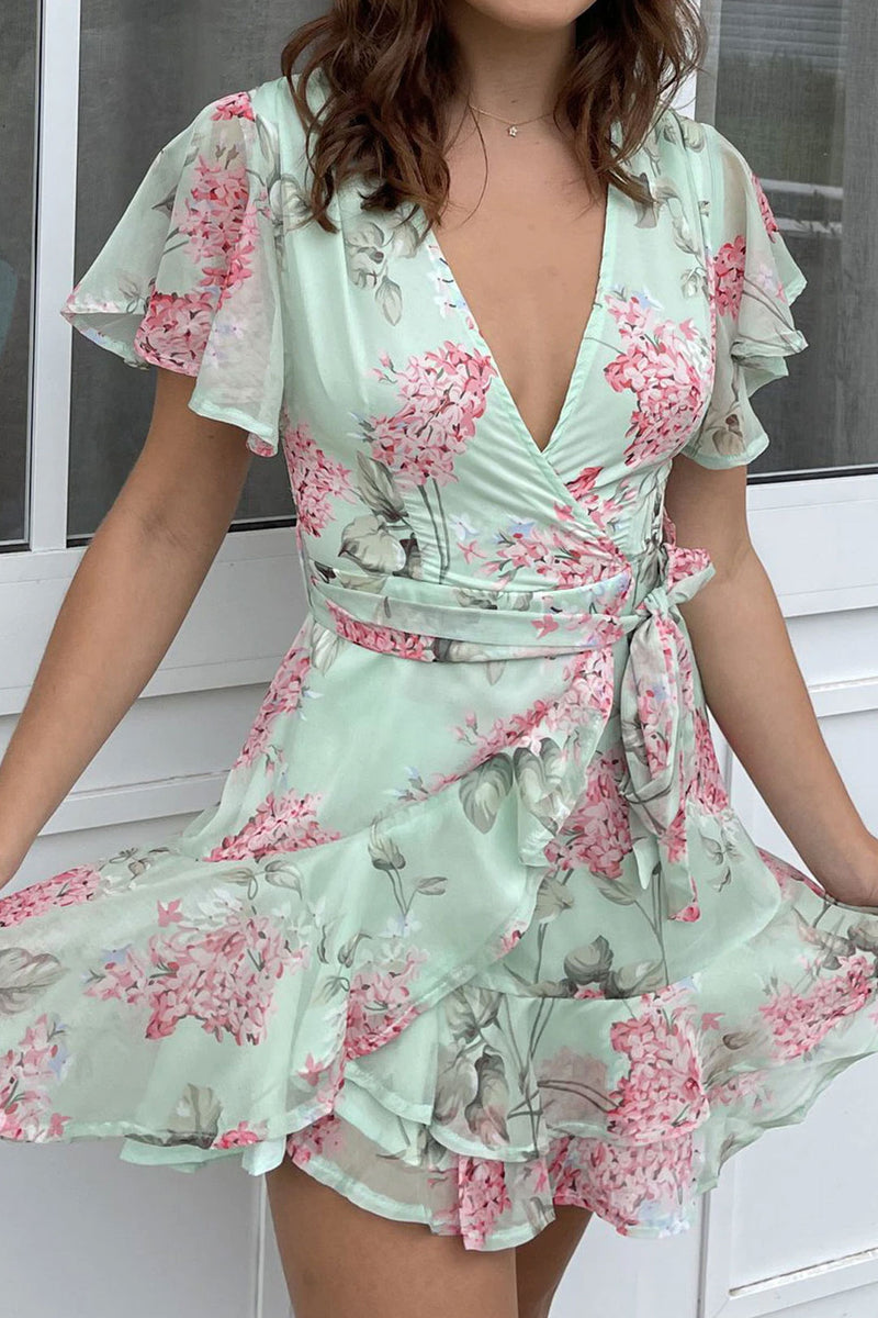 Boho Mini Dress Vintage Dress, Maura Hydrangea
