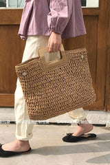 Boho Bag, Woven Straw Handbag, Love Sac