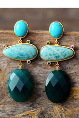 Boho Earrings, Dangle Earrings, Hyperbole Amazonite Onyx Stud