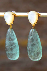 Boho Earrings, Dangle Earrings, Fluorite Shell Stud