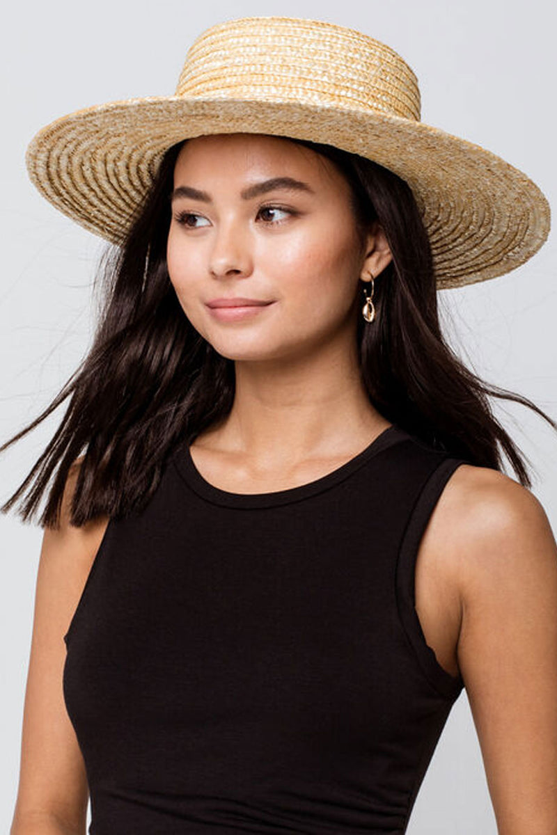 Boho Hat, Beach Sun Hat, Brim Straw Hat, Analia Peal Strap - Wild Rose Boho