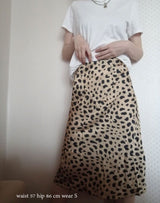 Boho Skirt, Hippie Skirts, Midi Skirt, Retro Satin Skirt, Paw Black White