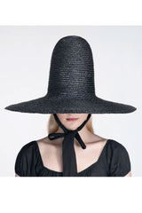Boho Hat, Sun Beach Hat, Tall Crown Retro Hat, Black Ribbon - Wild Rose Boho