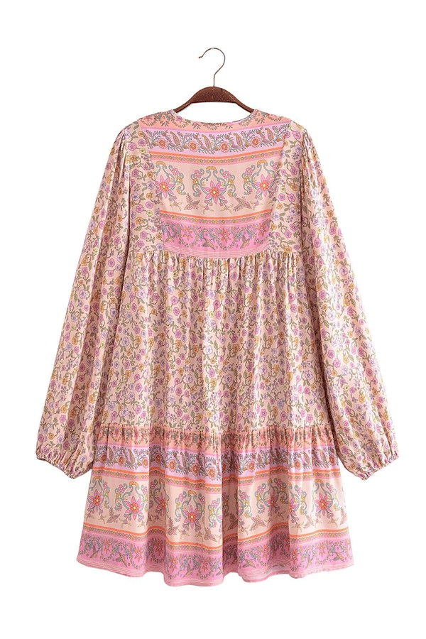 Boho Mini Dress Tunic Dress, Sundress, Caroline Flower