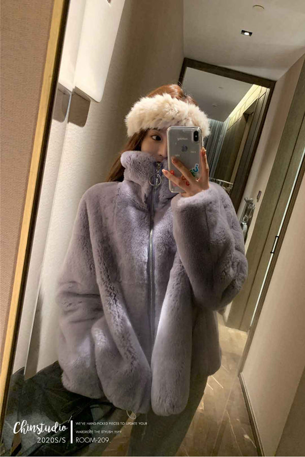 Boho Winter Coat, Fur Coat, Faux Fox Fur, Western Rabbit in Lavender