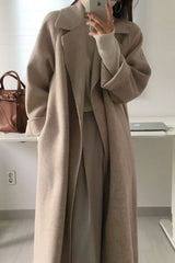 Winter Coat, Wool Coat, Long Wool Coat Women, Robe Coat Reina in Beige