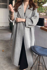 Winter Coat, Wool Coat, Long Wool Coat Women, Robe Coat Luciana  in Beigel and Gray