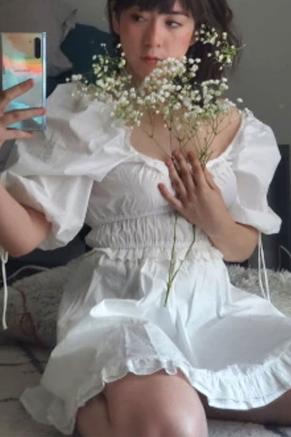 Mini Dress, Boho Dress, Vintage White Maria - Wild Rose Boho