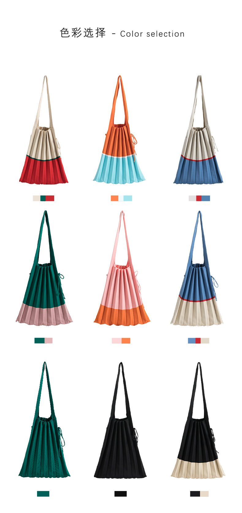 Boho Bag, Tote Bags,  Folded Knit Pleated Bags in 28 colors