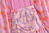 Boho Mini Dress Ruffle Dress, Fuchsia Alyssa
