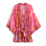 Boho Robe, Kimono Robe,  Beach Cover up, Moon Light in Pink