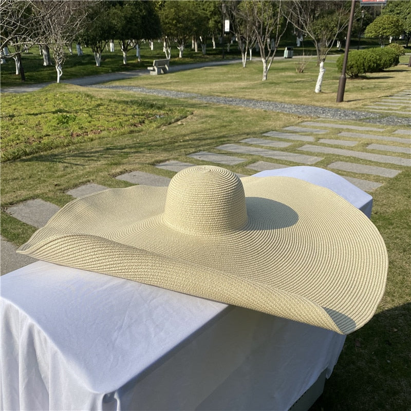Boho Hat, Sun Hat, Beach Hat, Extra Large Wide Brim, Straw Hat, 4 Colors (Soft, Brim 20, 25, 30, 35, 40 cm) Beige / Brim 30cm