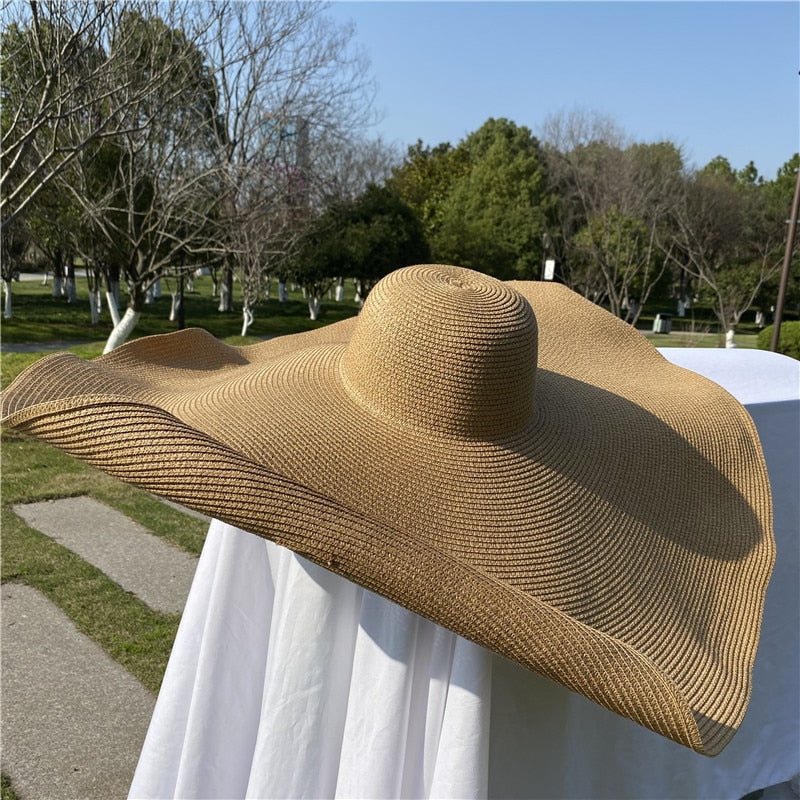 Boho Hat, Sun Hat, Beach Hat, Extra Large Wide Brim, Straw Hat, 4 Colors (Soft, Brim 20, 25, 30, 35, 40 cm) Khaki / Brim 20cm