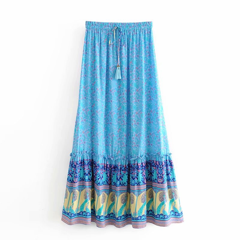 Boho Skirt, Hippie Skirts, Maxi Skirt, Blue Peacock