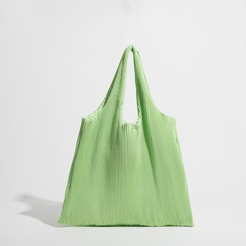 Boho Bag, Hobo Bags, Ruched Fabric Bag, Pleated Tote Shopping Handbag in Blue, Black, Green