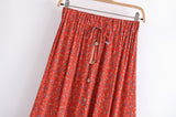 Boho Skirt, Hippie Skirts, Maxi Skirt,Lucille Dwarf in Green, Red and Orange