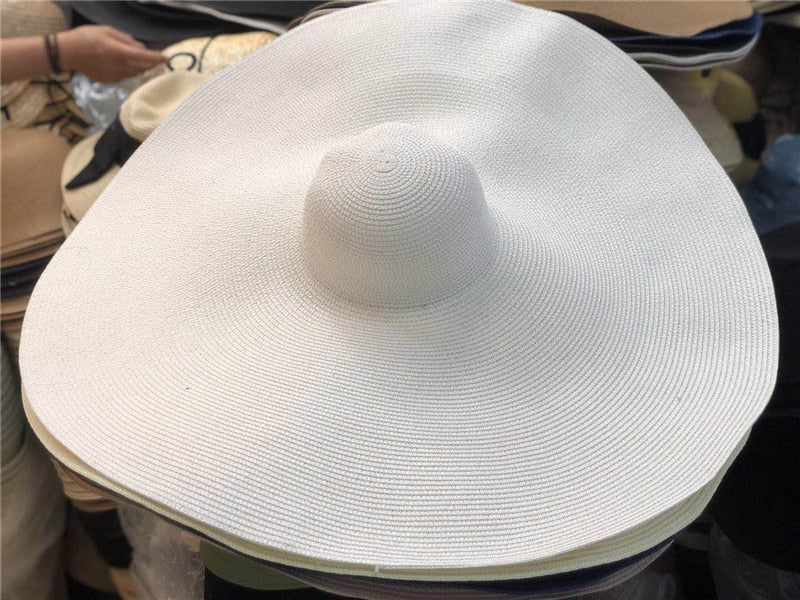 Boho Hat, Sun Hat, Beach Hat, Extra Large Wide Brim, Straw Hat, 4 Colors (Soft, Brim 20, 25, 30, 35, 40 cm) White / Brim 30cm